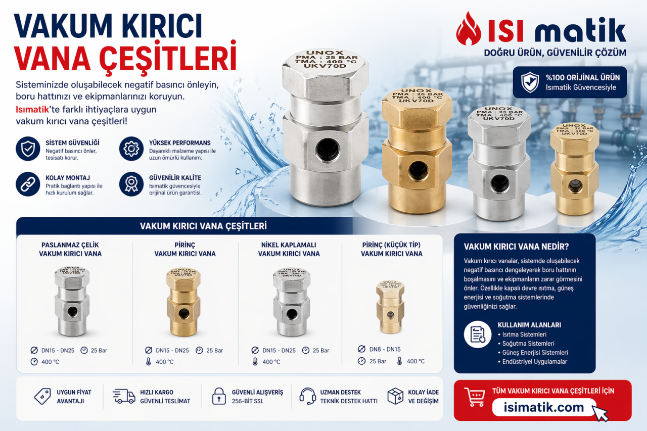 Vakum Kırıcı Vana Çeşitleri