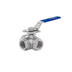 Unox Three-Way Top-Flanged Stainless Steel Threaded Ball Valve