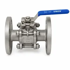 Unox Üç Parçalı Tepe Flanşlı Paslanmaz Flanşlı Küresel Vana