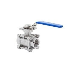 Unox Three-Piece Top-Flanged Stainless Steel Threaded Ball Valve