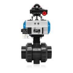 Unox Tek Etkili Pnömatik Aktüatörlü U-PVC Küresel Vana Asit İçin