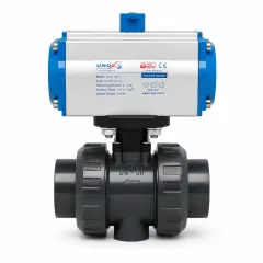 Unox Single-Acting Pneumatic Actuated U-PVC Ball Valve for Acid Applications