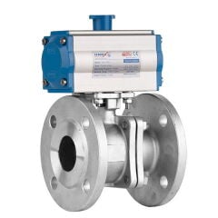 Unox Çift Etkili Pnömatik Aktüatörlü Paslanmaz Flanşlı Küresel Vana 2 Parçalı