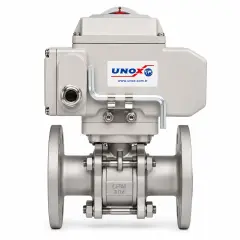 Unox Elektrik Aktüatörlü Paslanmaz Flanşlı Küresel Vana DN100 - 220V AC - 2 Parçalı