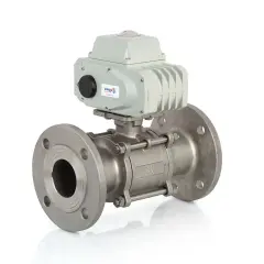 Unox Elektrik Aktüatörlü Paslanmaz Flanşlı Küresel Vana DN100 - 220V AC - 2 Parçalı