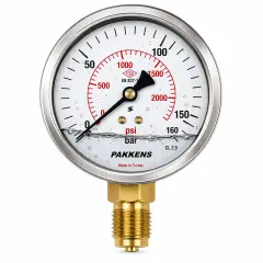 Pakkens Bottom Connection Glycerin-Filled CL1.6 Pressure Gauge Q100 160 BAR