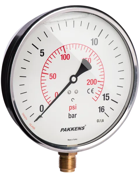 Pakkens Alttan Bağlantılı Gliserinli CL1 Manometre Q100 4BAR