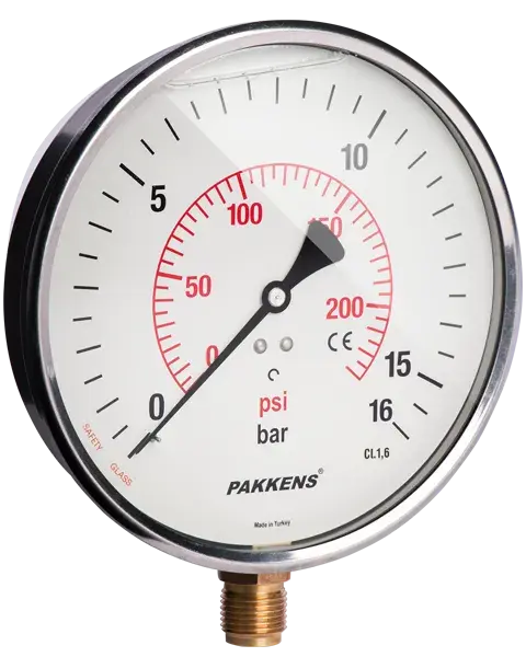 Pakkens Alttan Bağlantılı Gliserinli CL1 Manometre Q100 4BAR