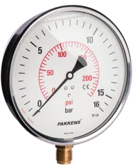 Pakkens Q100 Bottom-Connected Glycerin-Filled CL1 Manometer 4 BAR