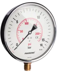 Pakkens Alttan Bağlantılı Gliserinli CL1 Manometre Q100 4BAR