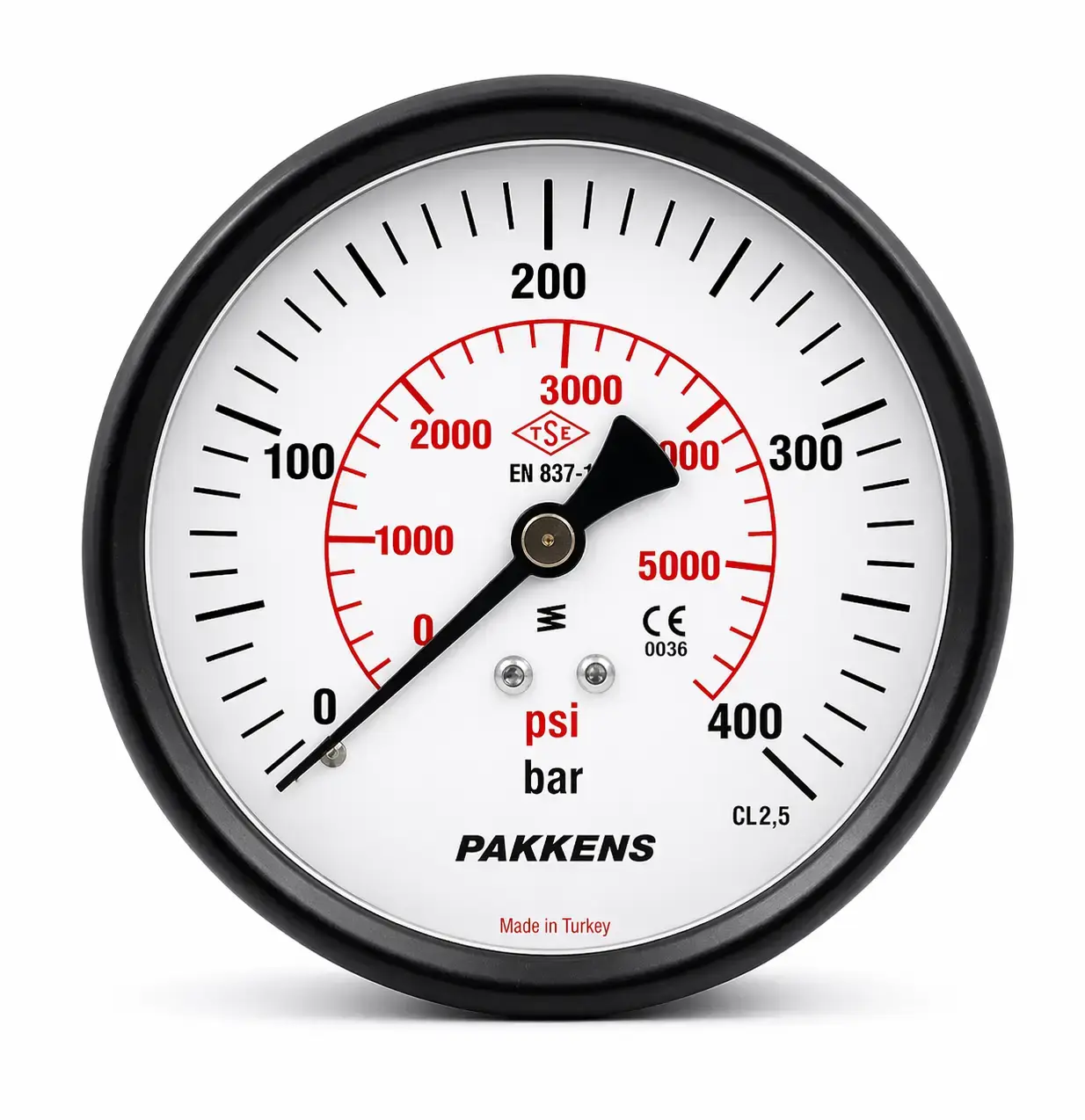 Pakkens Off-Center Panel Mount CL1 Manometer Q100 400 BAR