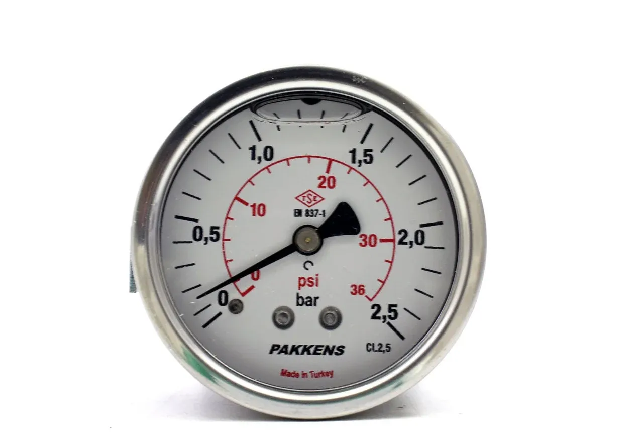 Pakkens Panel Mount Glycerin-Filled CL2.5 Manometer Q100 40 BAR