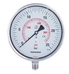Pakkens Alttan Bağlantılı Kuru Tip  Komple Paslanmaz Manometre CL1 Q100 2,5BAR
