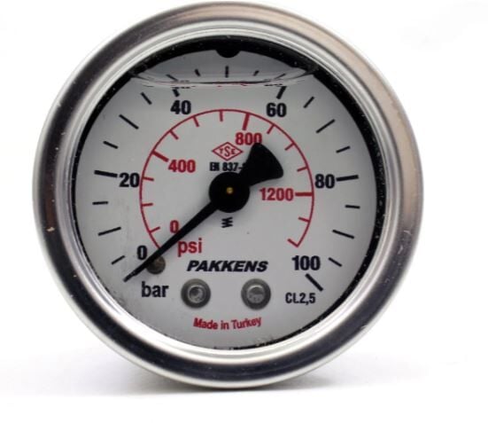 Pakkens Arkadan Bağlantılı Gliserinli CL2,5 Manometre Q100 4BAR