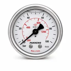 Pakkens Arkadan Bağlantılı Gliserinli CL2,5 Manometre Q100 4BAR