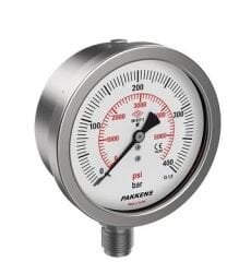 Pakkens Bottom-Connected Complete Stainless Steel Vacuum Gauge Q100 -1 / +5 BAR