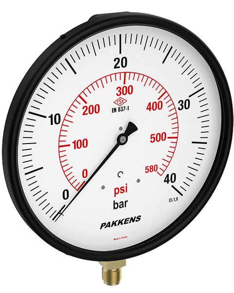 Pakkens Alttan Bağlantılı Gliserinli CL1 Manometre Q160 40BAR
