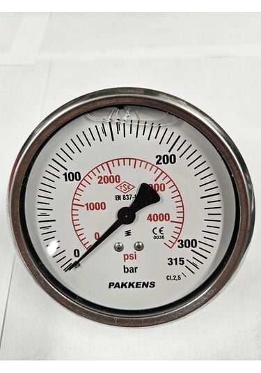 Pakkens Pano Tip Eksenden Kaçık Gliserinli CL1 Manometre Q160 315BAR