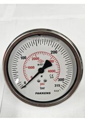 Pakkens Panel Mount Off-Center Glycerin-Filled CL1 Pressure Gauge Q160 315 BAR