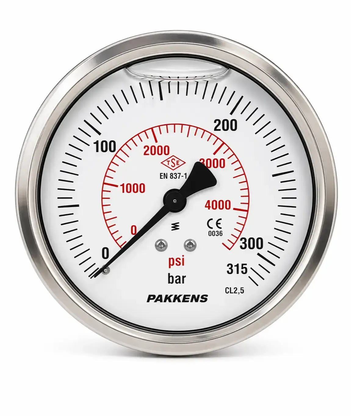 Pakkens Pano Tip Eksenden Kaçık Gliserinli CL1 Manometre Q160 315BAR