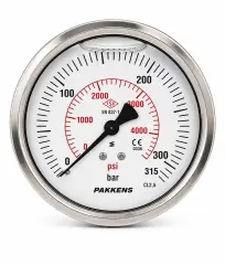 Pakkens Pano Tip Eksenden Kaçık Gliserinli CL1 Manometre Q160 315BAR