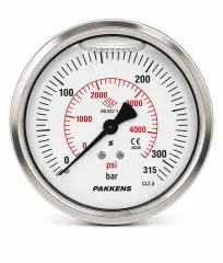 Pakkens Pano Tip Eksenden Kaçık Gliserinli CL1 Manometre Q160 315BAR