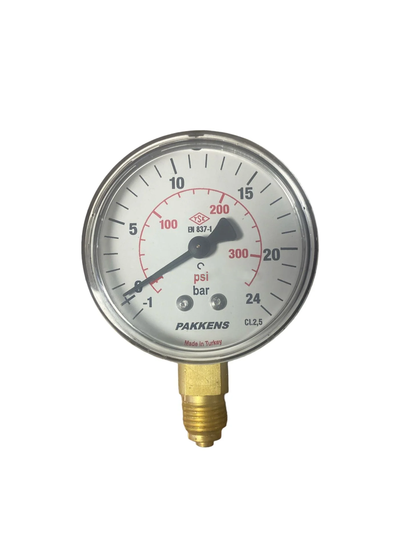 Pakkens Alttan Bağlantılı Gliserinli CL2,5 Vakummetre Q100 -1 / +24