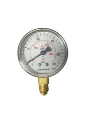 Pakkens Alttan Bağlantılı Gliserinli CL2,5 Vakummetre Q100 -1 / +24