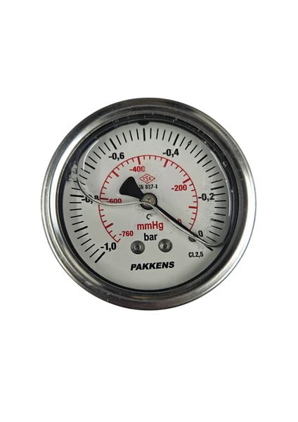 Pakkens Arkadan Bağlantılı Gliserinli CL2,5 Vakummetre Q100