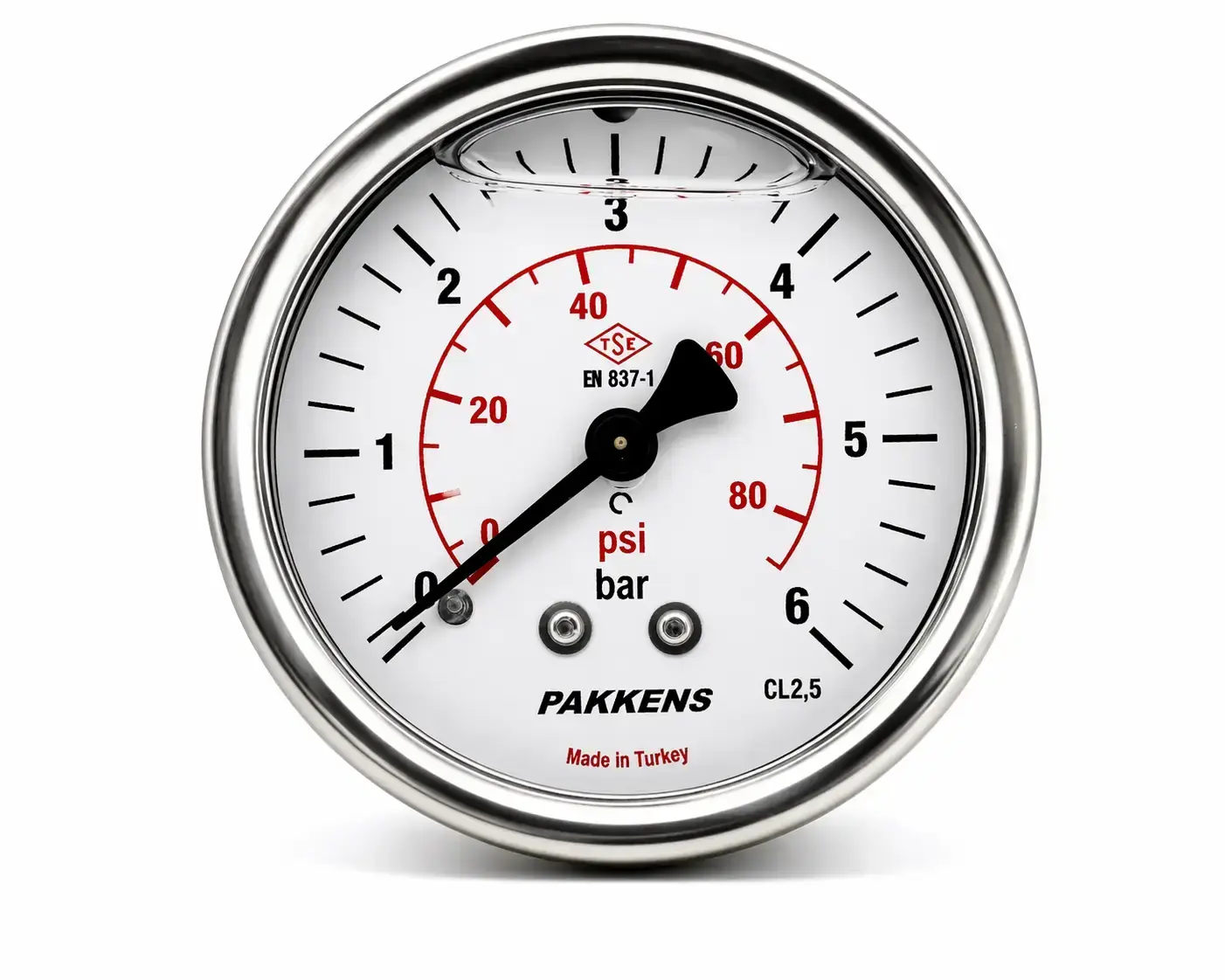 Pakkens Q100 Back Connection Panel Type Glycerin-Filled CL 1.6 Pressure Gauge