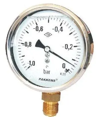 PAKKENS Ø100 BOTTOM-OUTLET GLYCERIN-FILLED VACUUM GAUGE