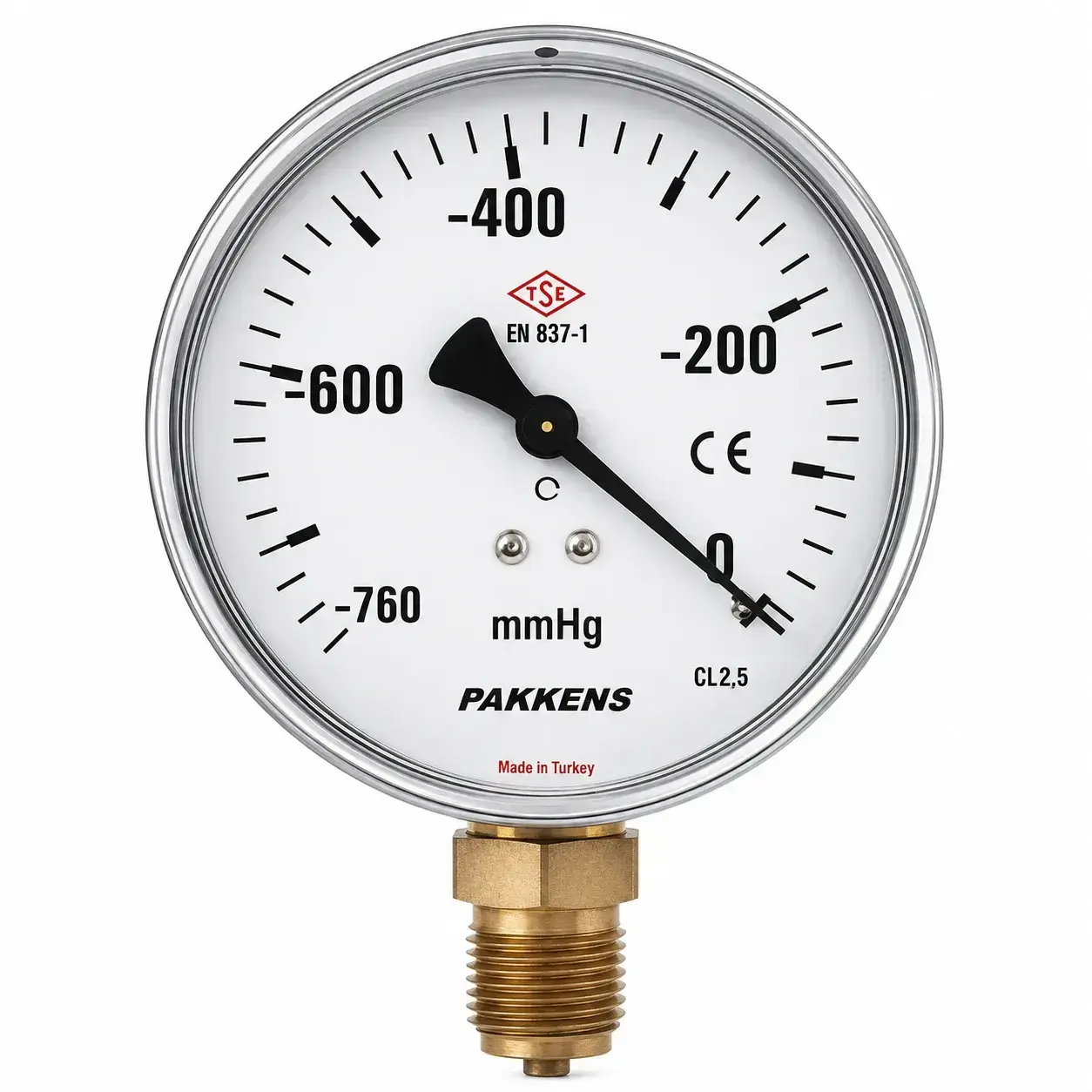 PAKKENS Ø100 ALTTAN ÇIKIŞLI KURU TİP VAKUMMETRE