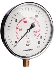 Pakkens Alttan Bağlantılı Kuru Tip CL 1,6 Manometre Q160 4 BAR