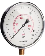 Pakkens Alttan Bağlantılı Kuru Tip CL 1,6 Manometre Q160 4 BAR