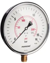 Pakkens Alttan Bağlantılı Kuru Tip CL 1,6 Manometre Q160 4 BAR