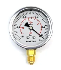 PAKKENS Ø63 ALTTAN ÇIKIŞLI GLİSERİNLİ TİP VAKUMMETRE