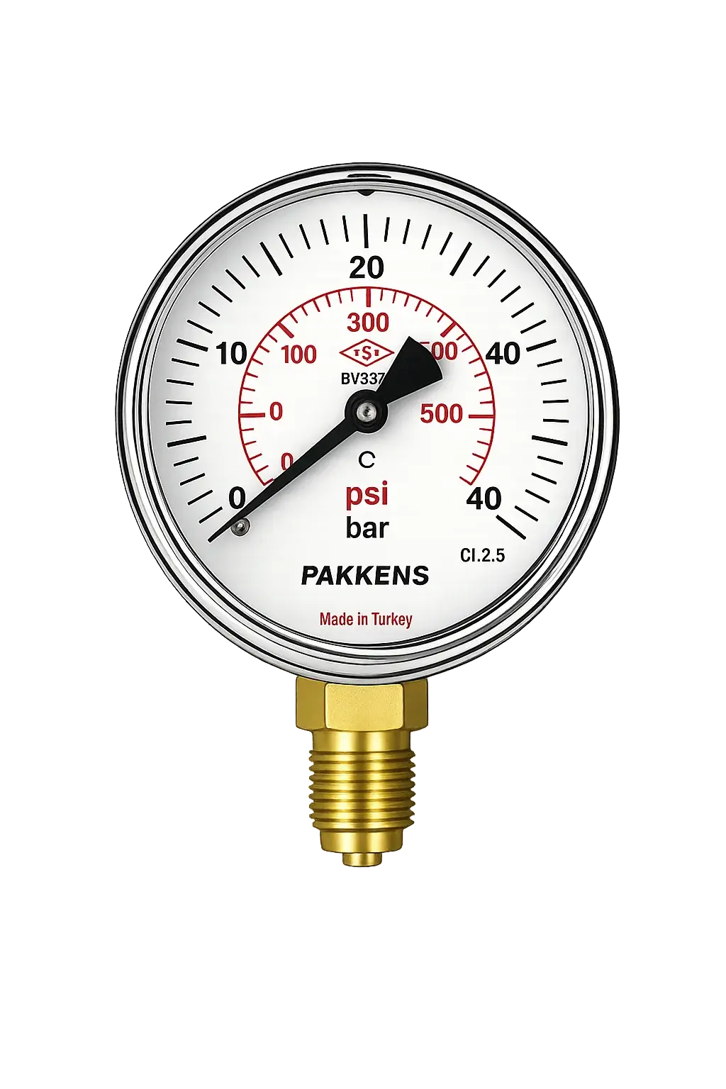 Pakkens Alttan Bağlantılı Kuru Tip CL1 Manometre Q160 40 Bar