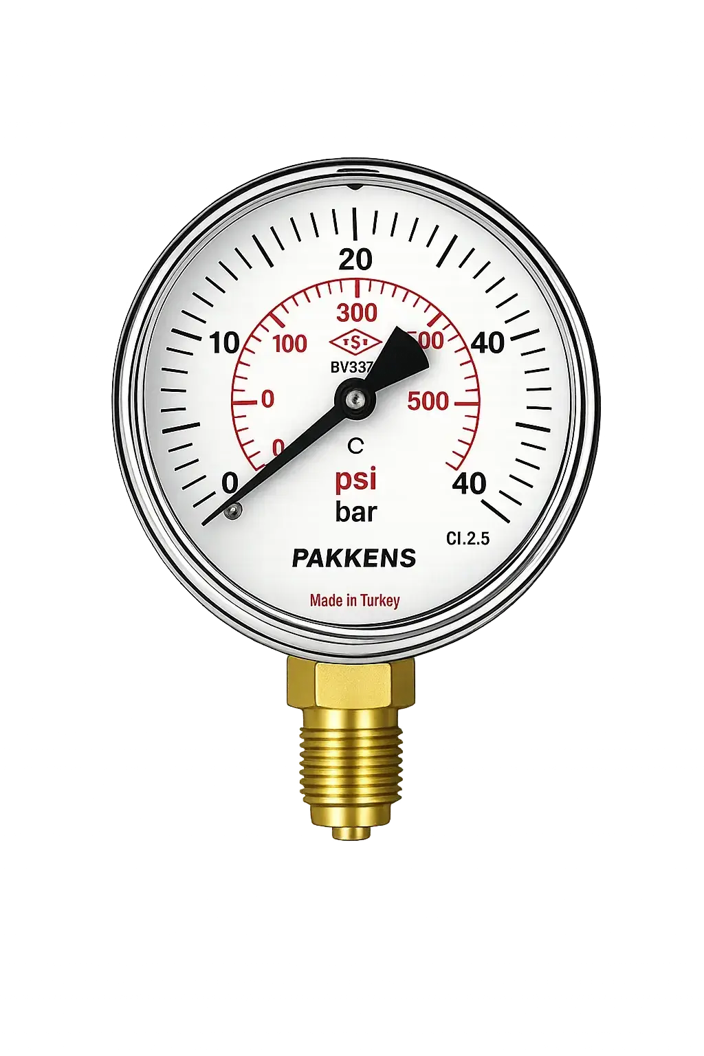 Pakkens Alttan Bağlantılı Kuru Tip CL1 Manometre Q160 40 Bar