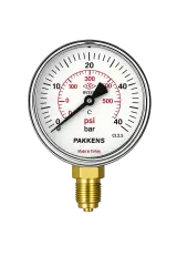 Pakkens Alttan Bağlantılı Kuru Tip CL1 Manometre Q160 40 Bar