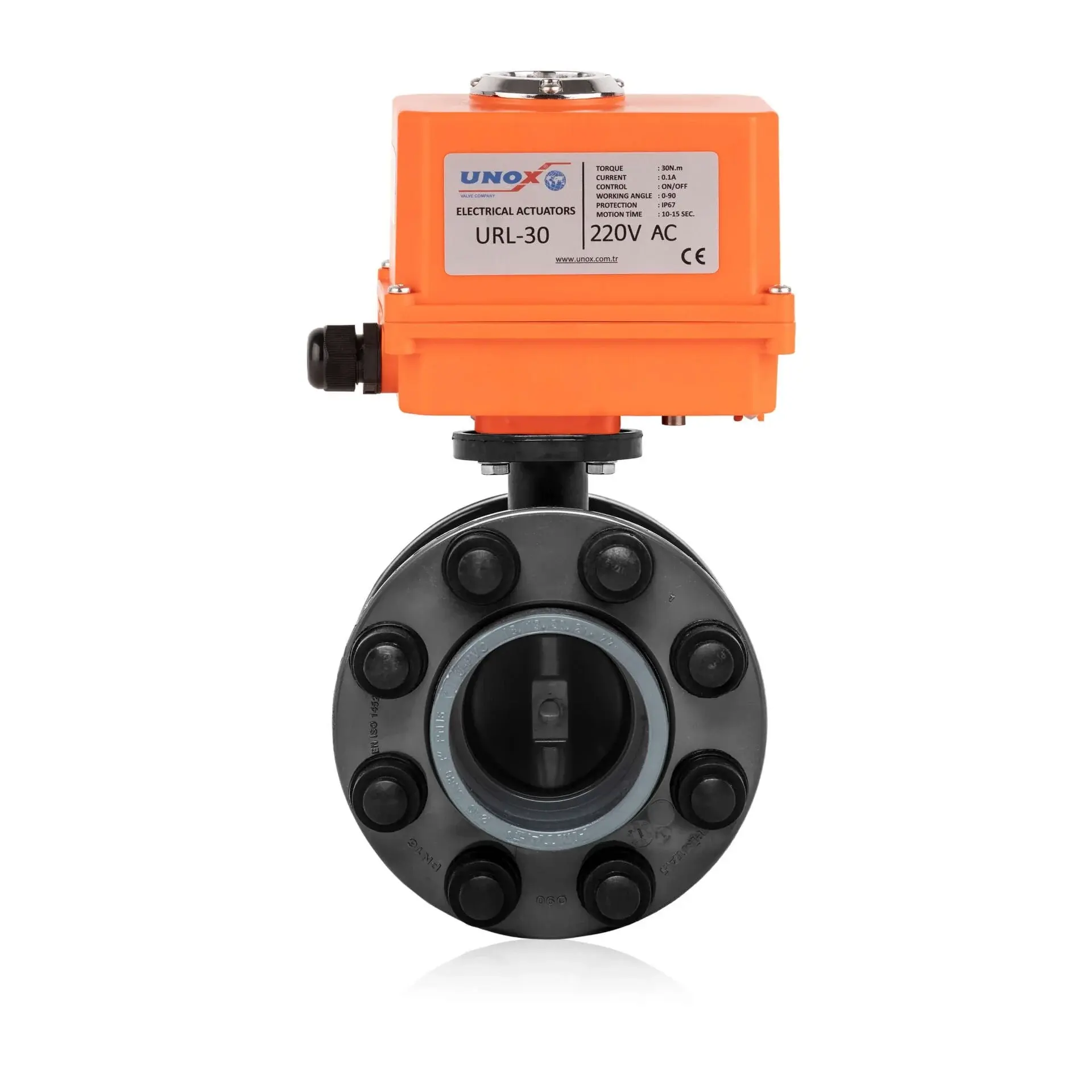 220V AC Electric Actuator U-PVC Butterfly Valve