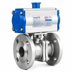 UNOX Three-Piece Flanged Double Acting Pneumatic Actuator Stainless Steel Ball Valve