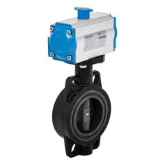 Unox Çift Etkili Pnömatik Aktüatörlü U-PVC Kelebek Vana Asit İçin