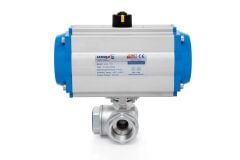 Unox Çift Etkili Pnömatik Aktüatörlü Paslanmaz Dişli Küresel Vana T Port