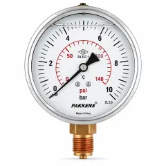 Pakkens Ø100 Çap Alttan Çıkışlı Gliserinli Manometre