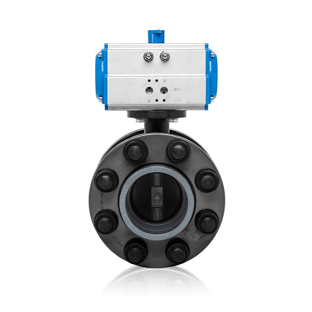 Single Acting Pneumatic Actuated U-PVC Butterfly Valve