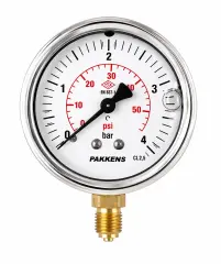 Pakkens Ø63 Çap Alttan Çıkışlı Gliserinli Tip Manometre