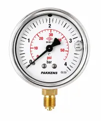Pakkens Ø63 Çap Alttan Çıkışlı Gliserinli Tip Manometre