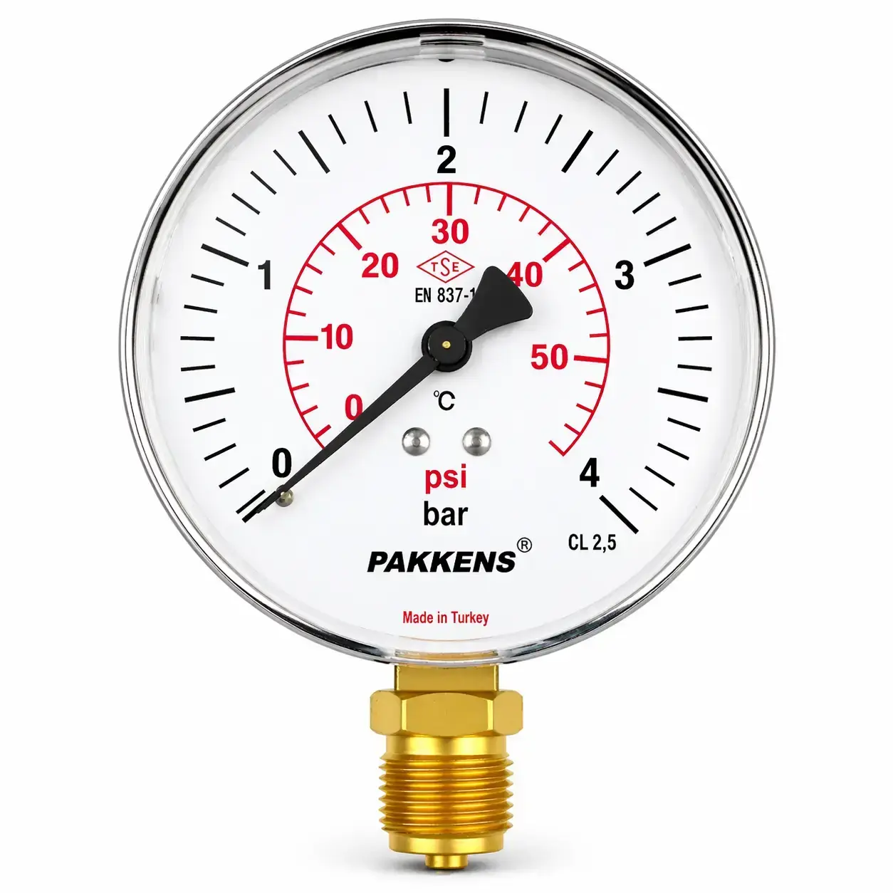Pakkens  Ø63 Çap Alttan Çıkışlı Kuru Tip Manometre