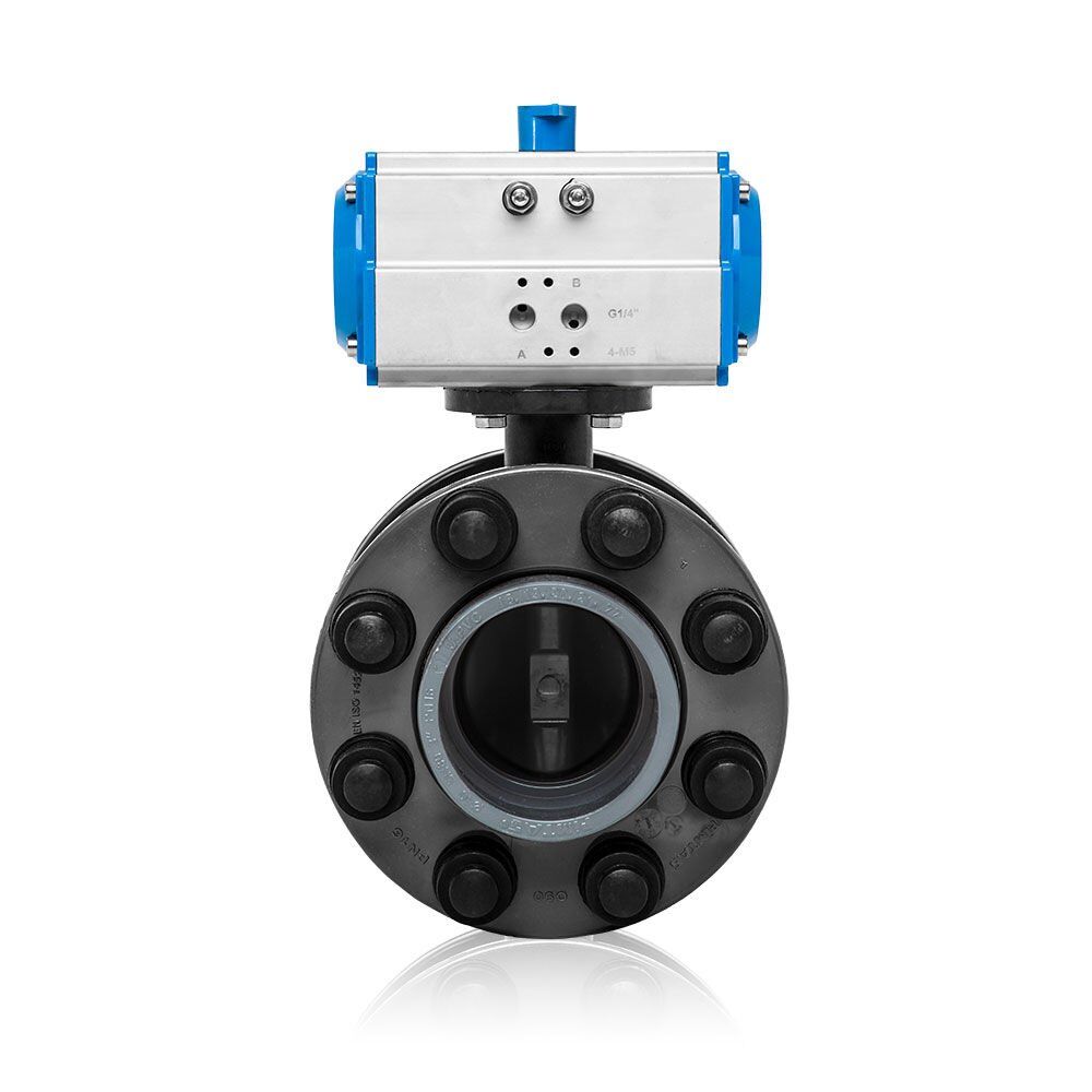 Double Acting Pneumatic Actuated U-PVC Butterfly Valve